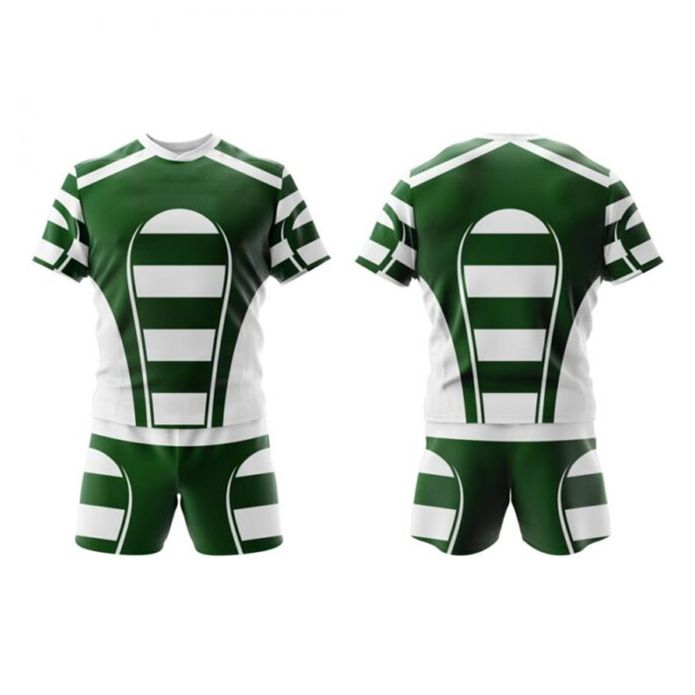 Wholesale New Stitched Men Sublimated Rugby Uniform Printed Design Jersey with Shorts Professional Rugby Uniform High Quality