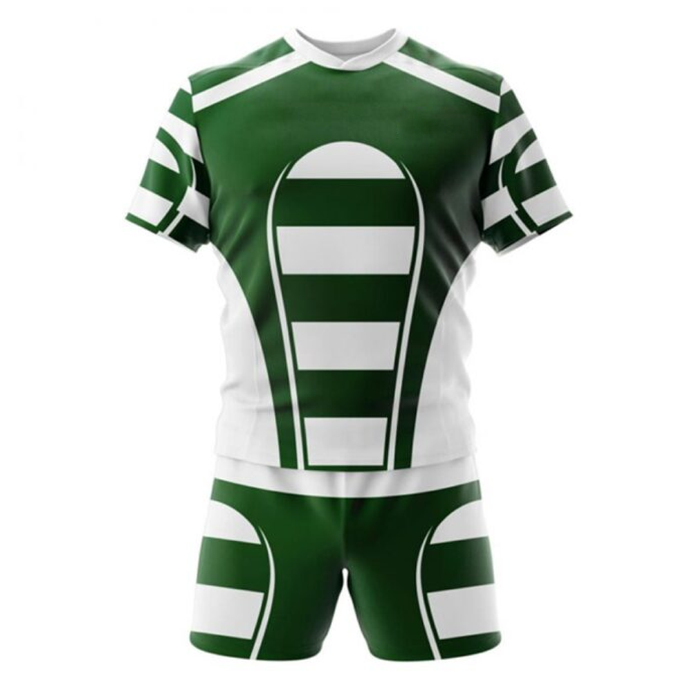 Wholesale New Stitched Men Sublimated Rugby Uniform Printed Design Jersey with Shorts Professional Rugby Uniform High Quality