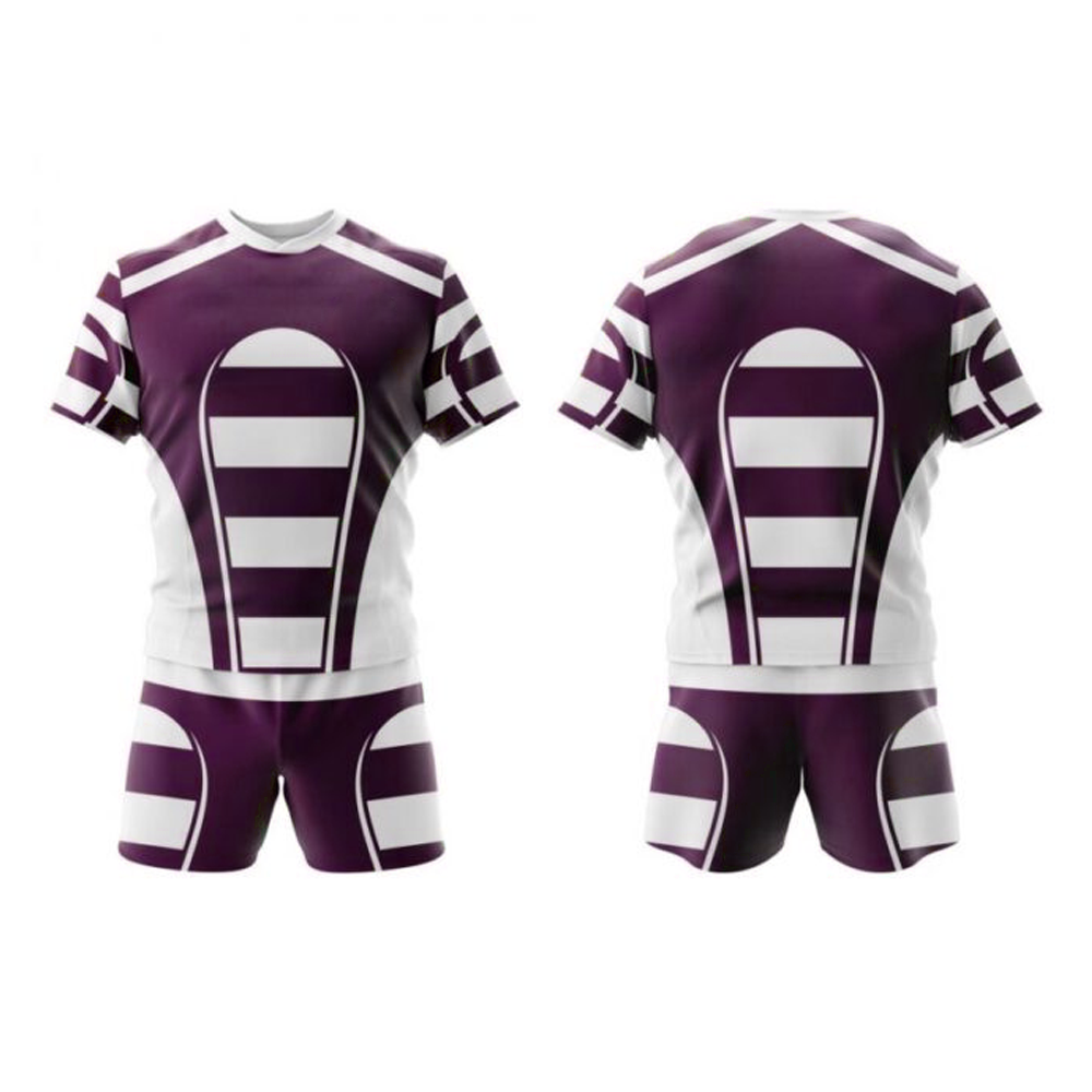 Wholesale New Stitched Men Sublimated Rugby Uniform Printed Design Jersey with Shorts Professional Rugby Uniform High Quality