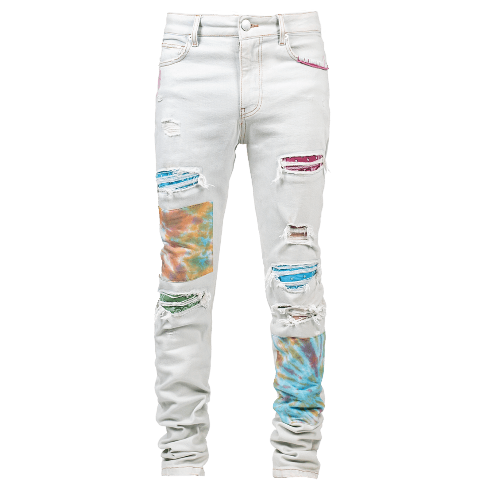 zhuoyang garment wholesale price latest private label trousers denim pants tie dye patched skinny jeans with patches man