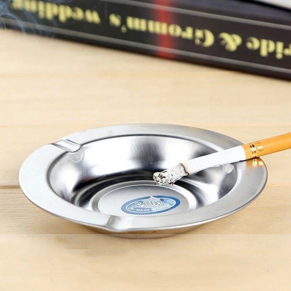 Hot Sale Round Shape Stainless Steel Cigar Ashtray Metal AshTray for Cigarettes Indoor & Outdoor