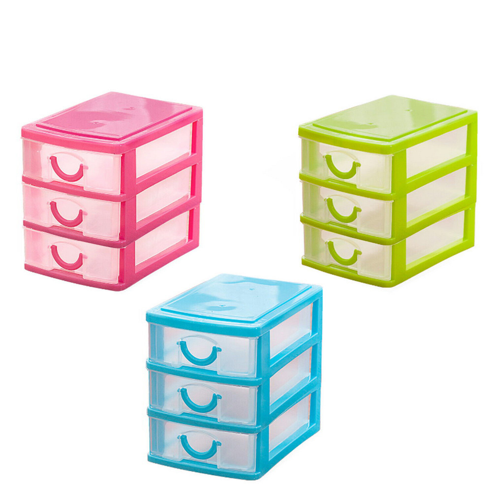 Hot Selling  Multipurpose 3-layers  Plastic Storage Drawers Desktop Office Mini Storage Organizer Box