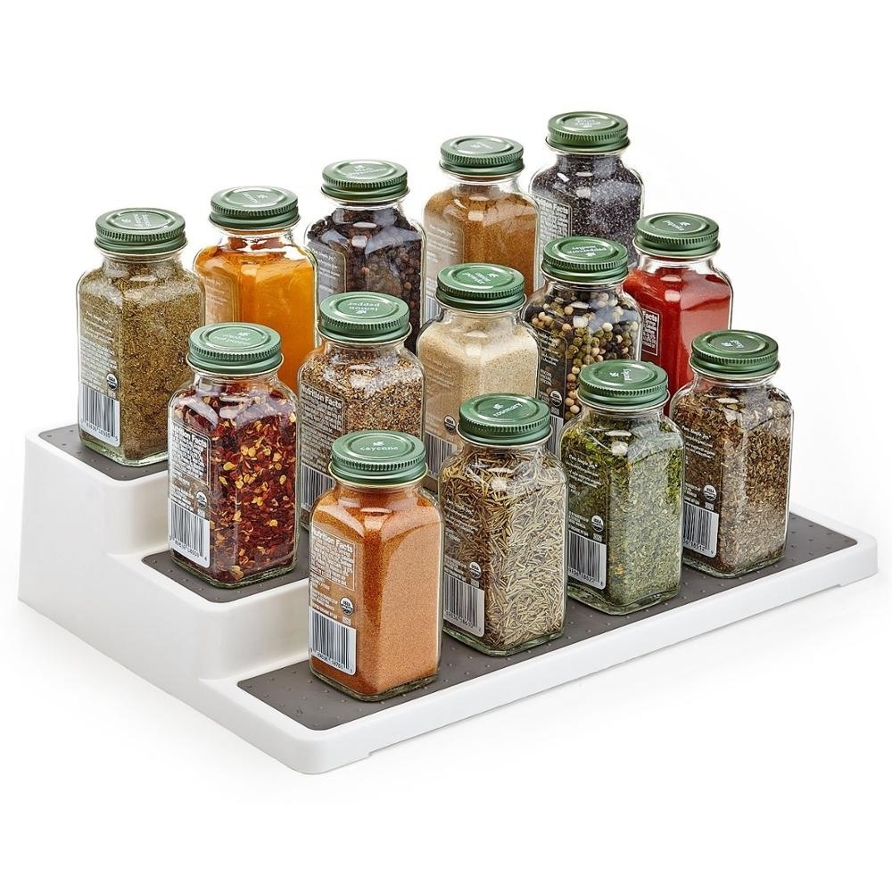 Kitchen Pantry 3 Tier Non Skid Spice Display Rack Shelf Cabinet Organizer