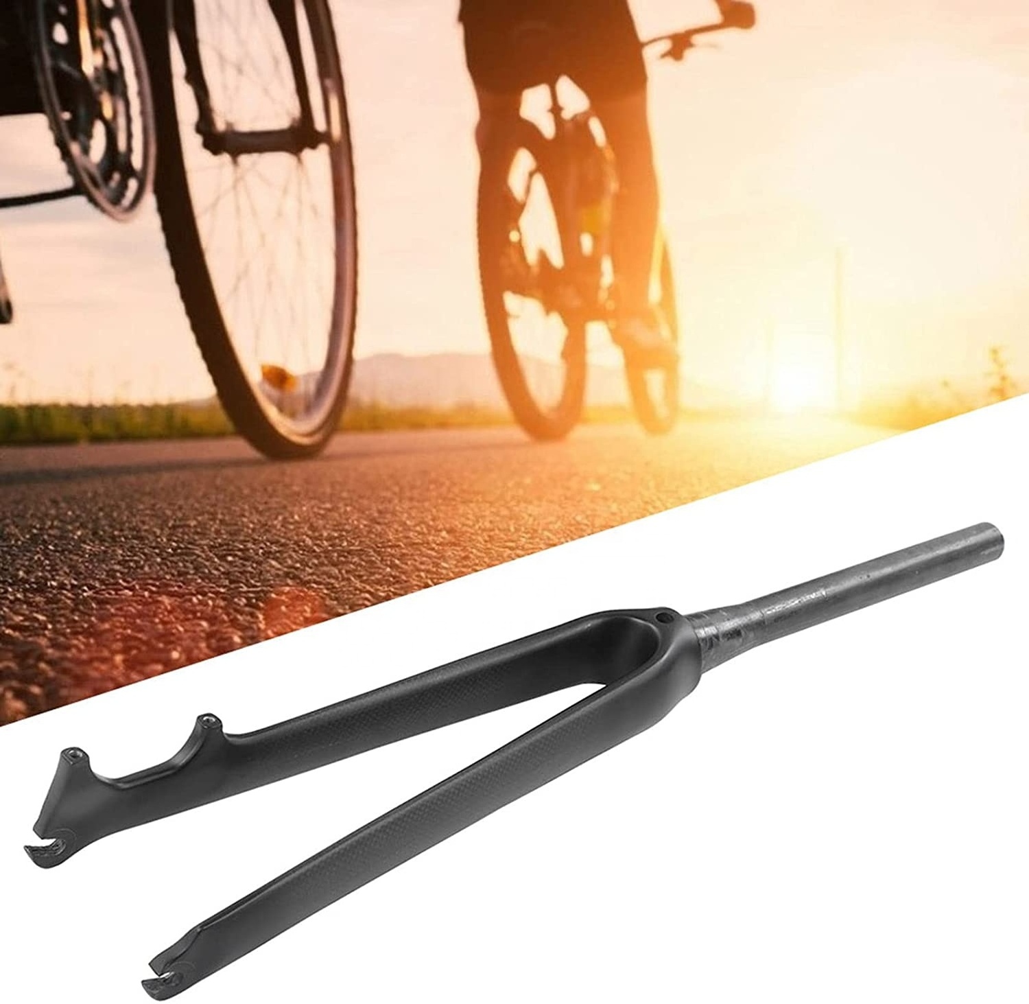 Bike Front Fork, Real Carbon Fiber 3K Matte Road Bicycle Front Fork Disc Brake Top Tube Taper Pipe