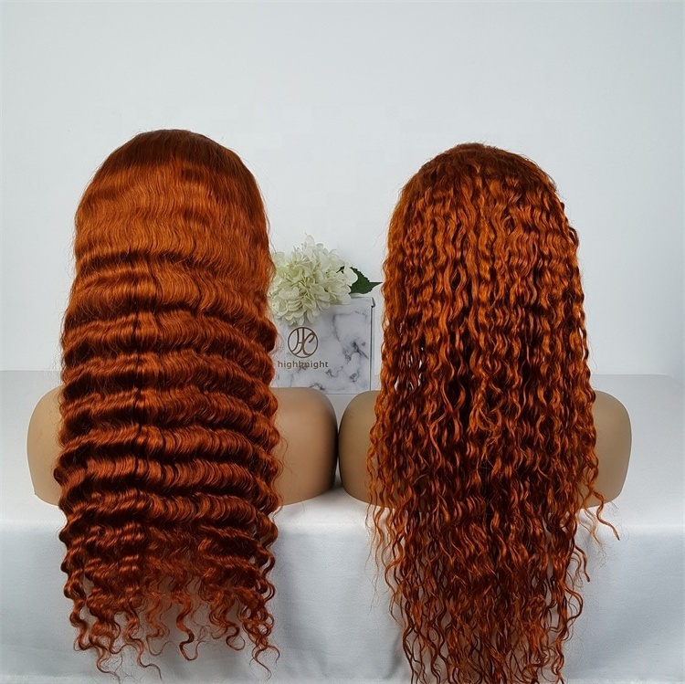 Highknight Hot Sale 350 Color Wig Human Hair Lace Front Wigs Ginger Orange Brazilian 13x4 13x6 Deep Wave Lace Frontal Wigs