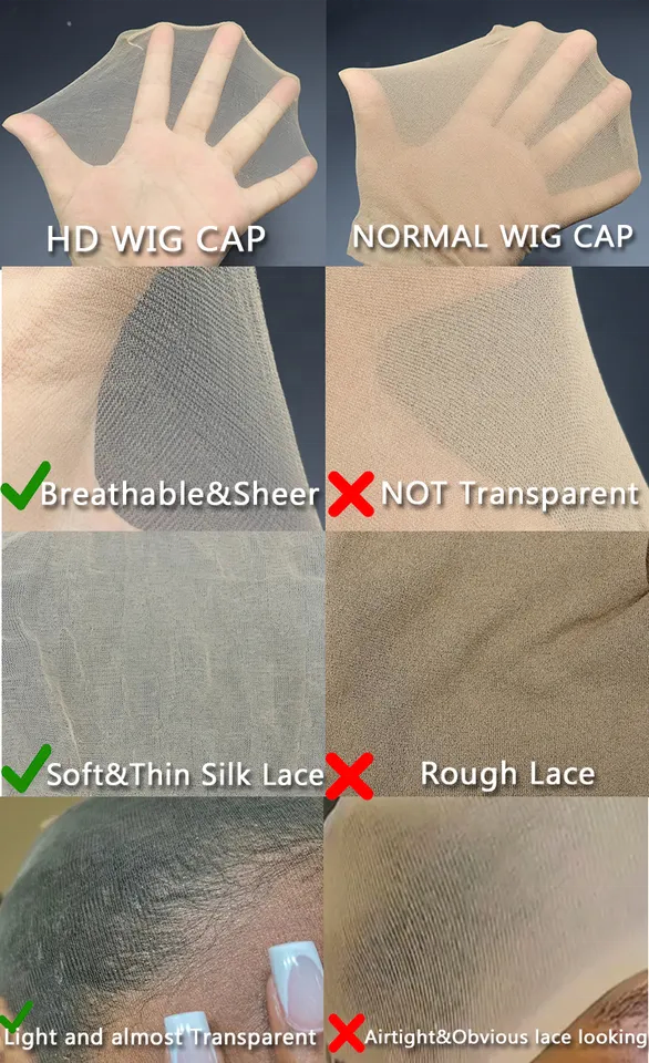 Highknight New Invisible Hd Sheer Stocking Cap Nude Color Sheer Stretchy Nylon Thin Stocking HD Wig Cap For Making Wigs