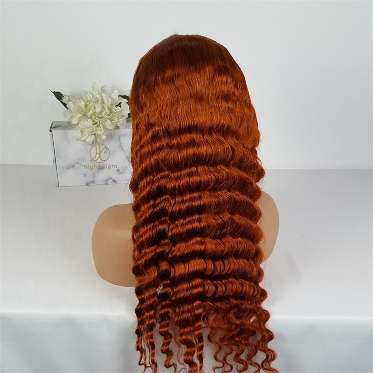 Highknight Hot Sale 350 Color Wig Human Hair Lace Front Wigs Ginger Orange Brazilian 13x4 13x6 Deep Wave Lace Frontal Wigs