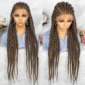 Highknight Wholesale Full Lace Braided Synthetic Hair Wigs Heat Resistant Synthetic Lace Front Hair Wigs For Black Women