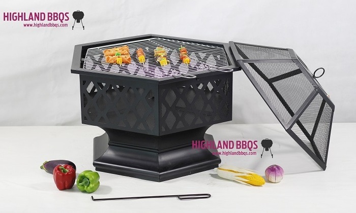 Multi-function Hexagonal Outdoor Firepit Garden  Steel Metal Firewood Fire Pit