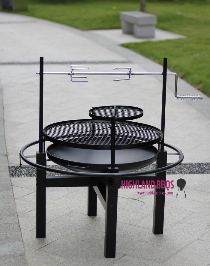 2021 New Design Multi-function Firepit Backyard Garden Wood Bruning Brazier With BBQ Rotisserie Kit