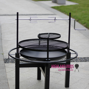 2021 New Design Multi-function Firepit Backyard Garden Wood Bruning Brazier With BBQ Rotisserie Kit