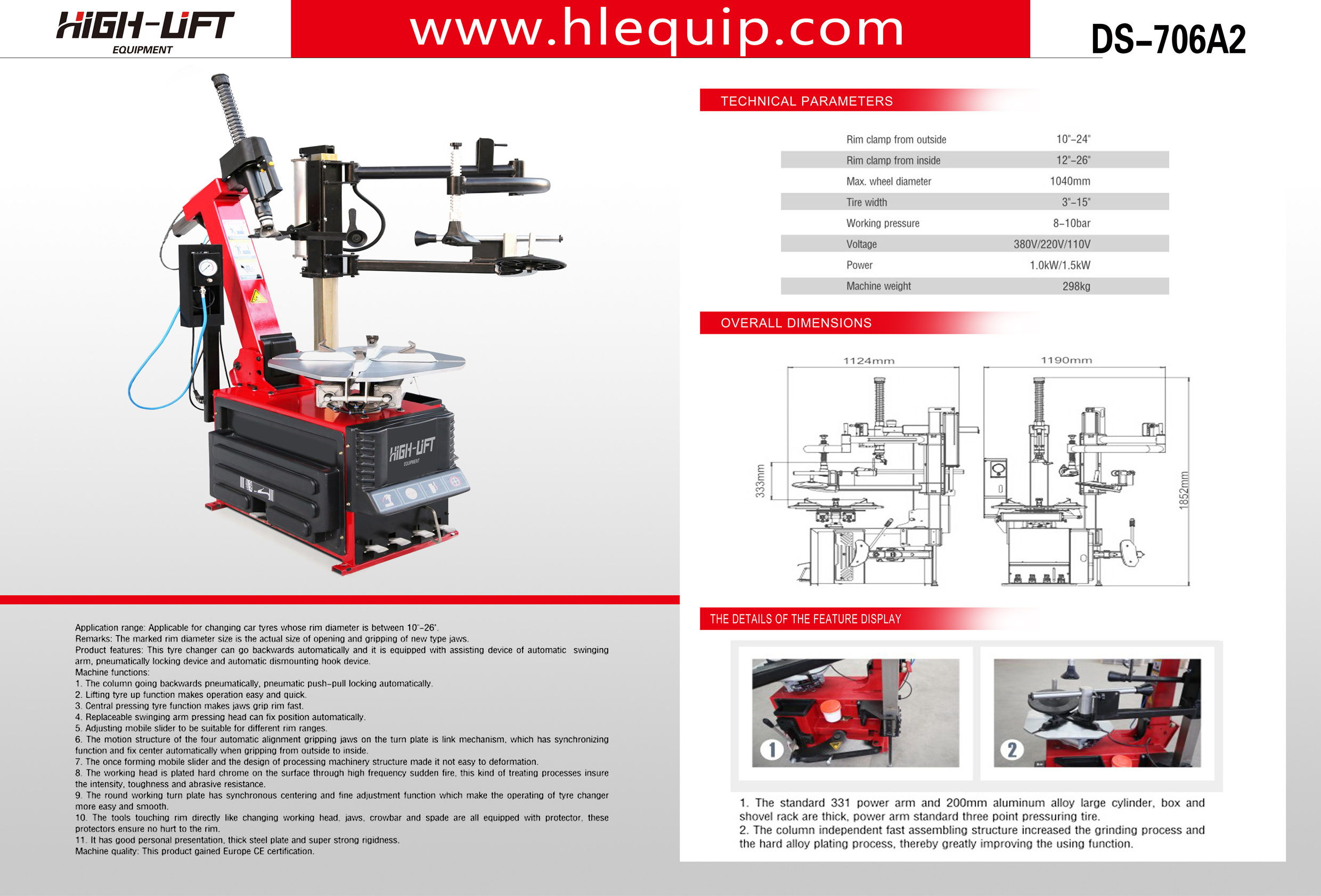 DS-706A2 change tire equipment Tyre wheel changer machine 10-26''