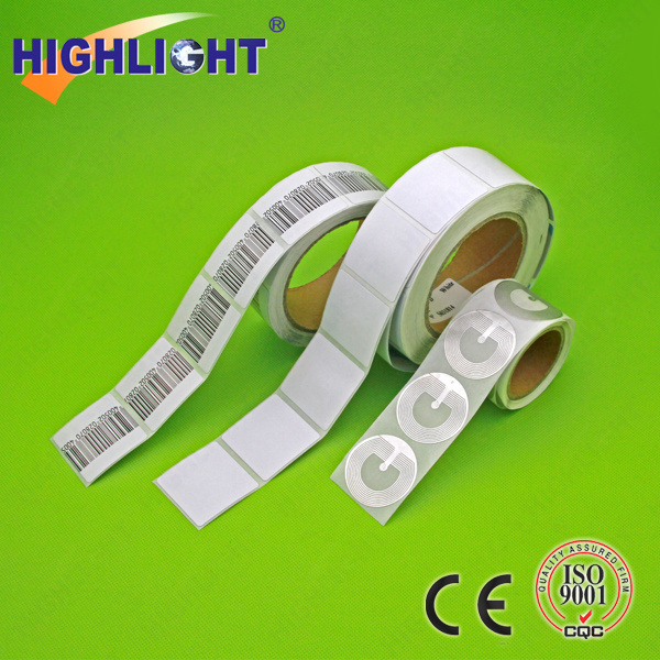 Highlight roll EAS alarm RL044S High quality 40x40mm barcode security RF EAS soft label 8.2MHz