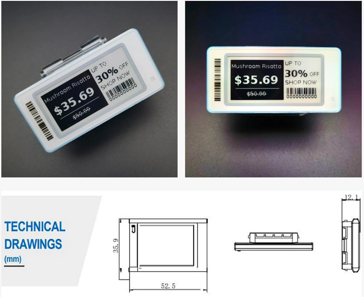 New Bluetooth 2.4G Highlight NFC China supplier led black white shell E ink shelf label ESL Price location labels