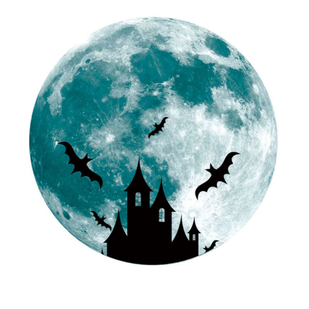 30cm Glow in Dark Moon castle witch bat Glowing Ceiling Decals for Bedroom Living Room