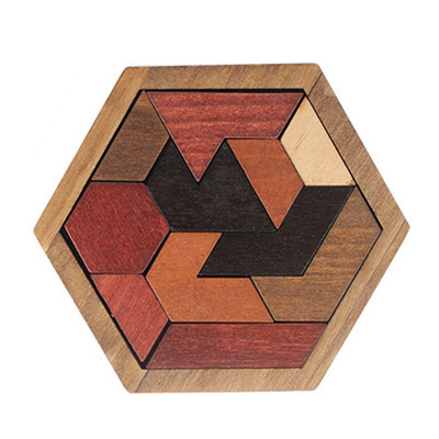 Hexagon Classic Chinese Handmade Wooden Puzzle Jigsaw Brain Teaser for Kids & Adult Disentanglement Puzzles