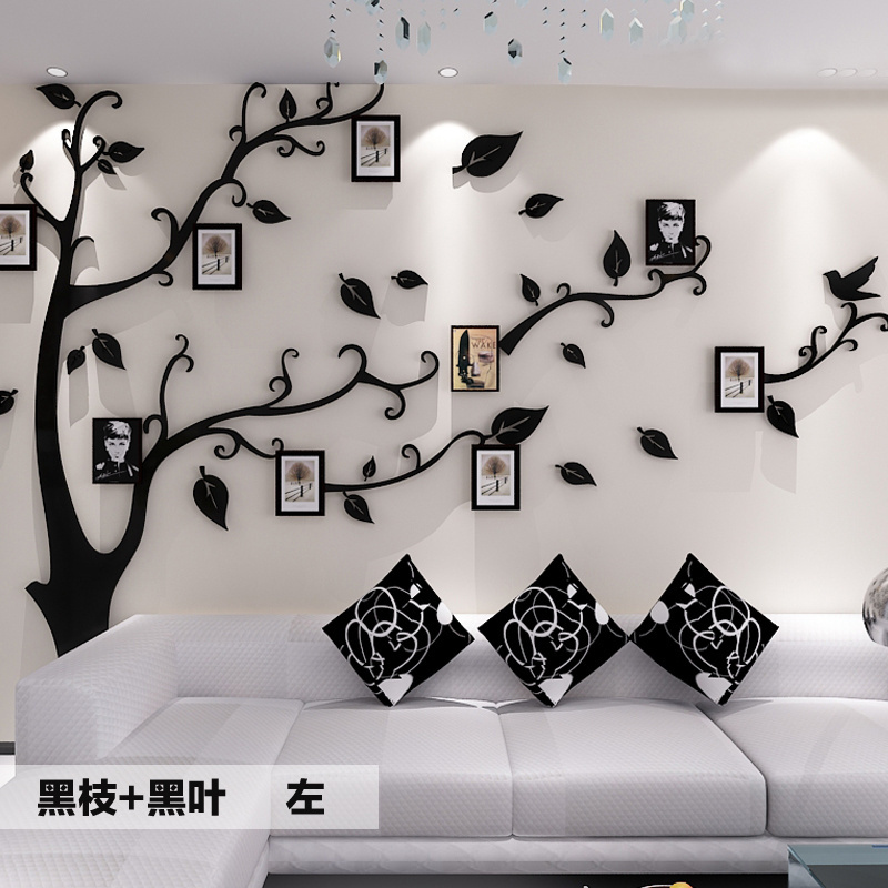 3D Crystal Tree Wall Art Sticker With Acrylic Photo Frame For Home Bedroom Living Room Decoration