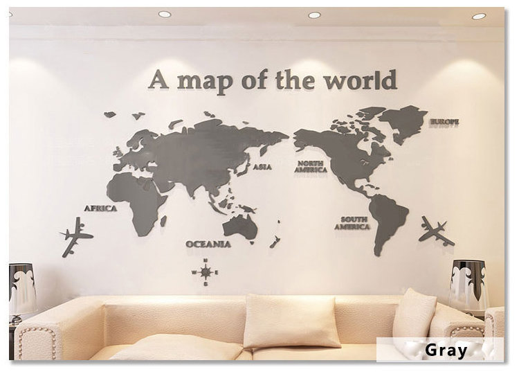 Home Decoration Acrylic Wall Sticker World Map for Bedroom Living Room Original Creative Map Wall Art 3d L XL XXL