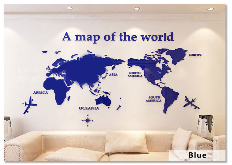 Home Decoration Acrylic Wall Sticker World Map for Bedroom Living Room Original Creative Map Wall Art 3d L XL XXL