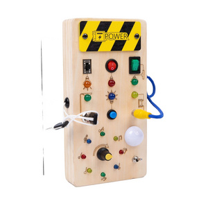 Busy Board Montessori Educational Toys Led Light Switch Diy Wooden Busy Board hands-on toys