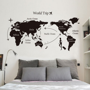 Removable Home decor diy samolepky  world trip map baseboard pvc my world wall sticker