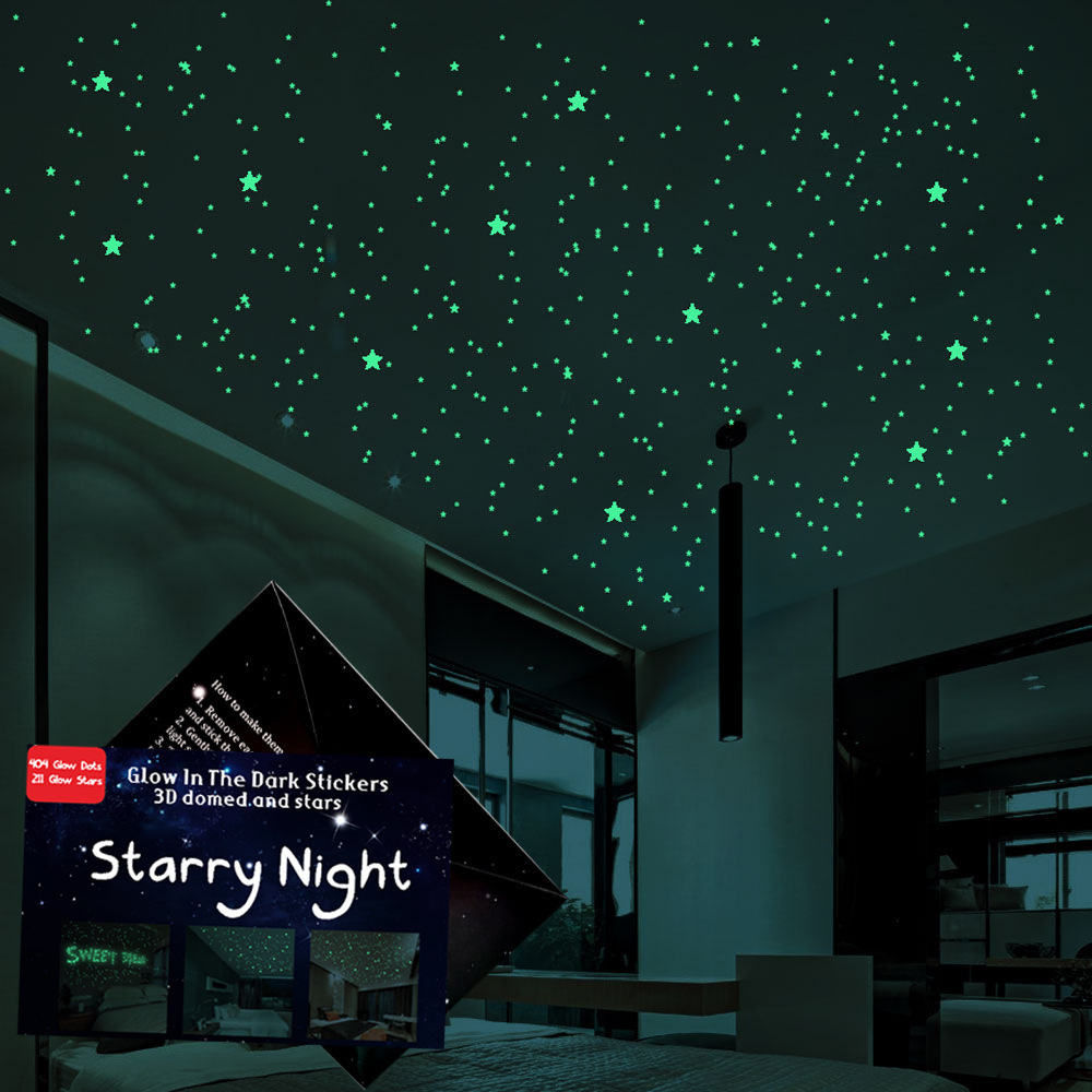 3D Glow in Dark  Stereoscopic Stars and dot Glowing Ceiling Decals for Bedroom Living Room