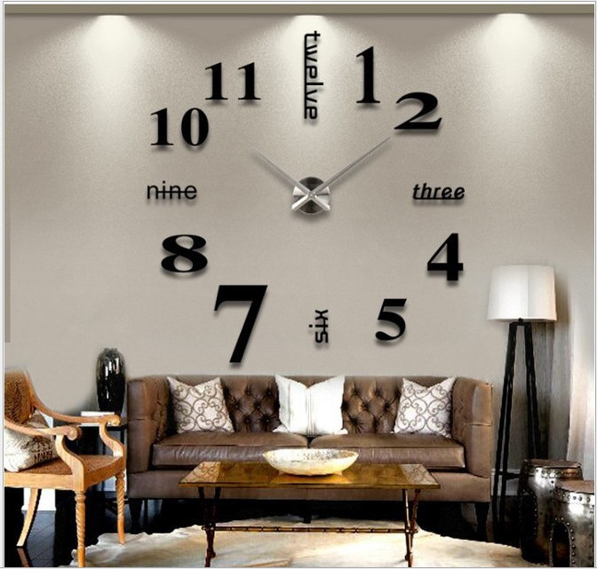 Hottest highly quality custimozed DIY clock 3D wall stickers home decor acrylic mirror quartz sticker clocks