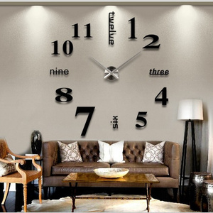 Hottest highly quality custimozed DIY clock 3D wall stickers home decor acrylic mirror quartz sticker clocks