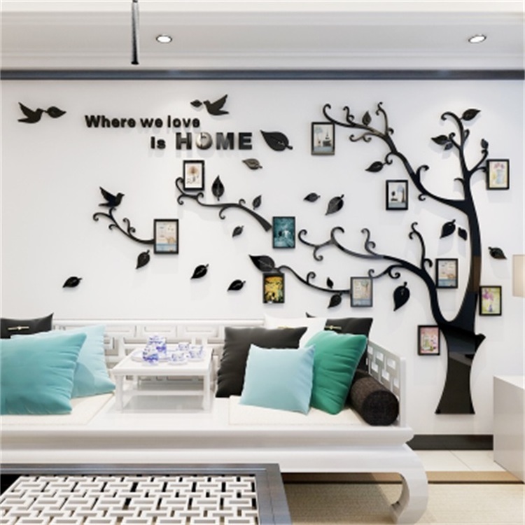 3D Crystal Tree Wall Art Sticker With Acrylic Photo Frame For Home Bedroom Living Room Decoration