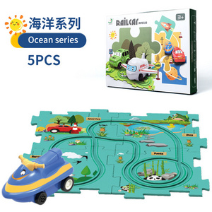 Factory direct Multi functional puzzle Toddlers baby toys  scene electric rail other educational montessori car kids toys