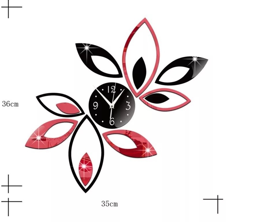 Morden Romantic Sweet Love Acrylic Mirror Wall Clock Decorative die cut sticker