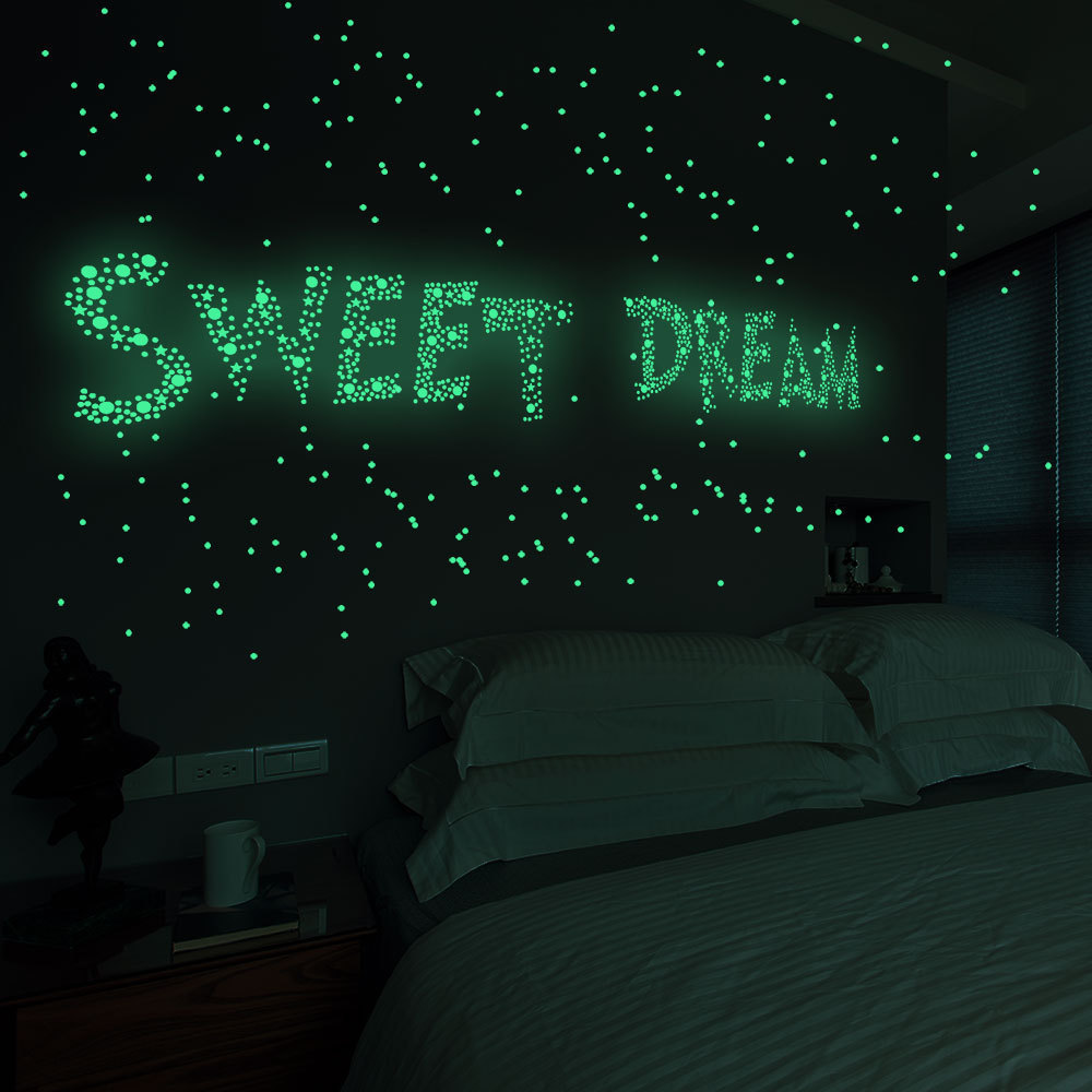 3D Glow in Dark  Stereoscopic Stars and dot Glowing Ceiling Decals for Bedroom Living Room