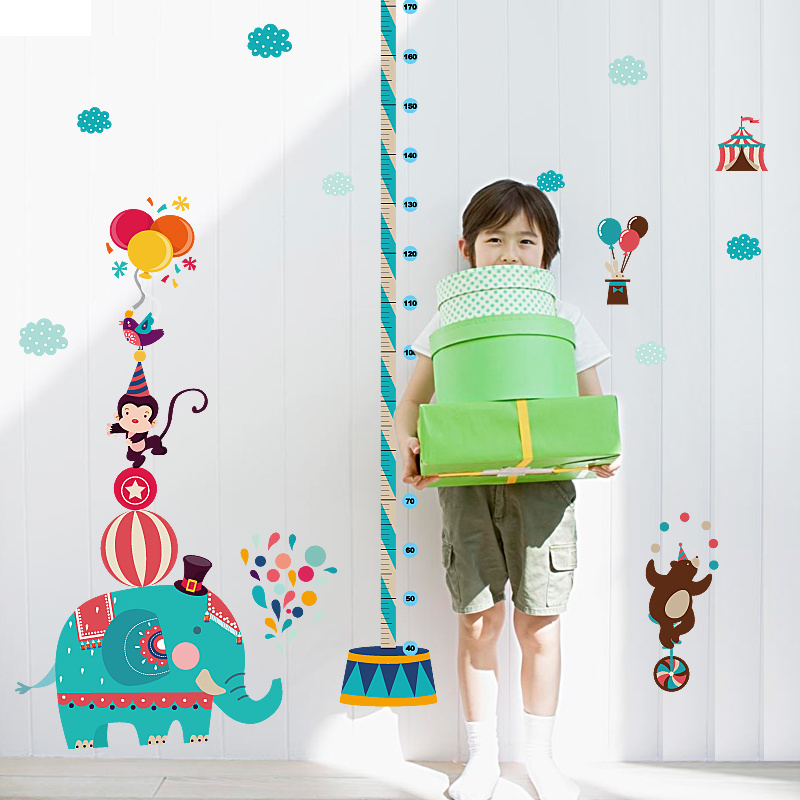 Elephant Bear Monkey Lovely Animal Wall Decoration sticker for Kids Height Measurement removable Growth Chart wall sticker