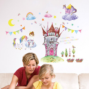 Fairy tale castle world wall sticker kids bedroom living room hallway dining room decorative vinyl sticker decal