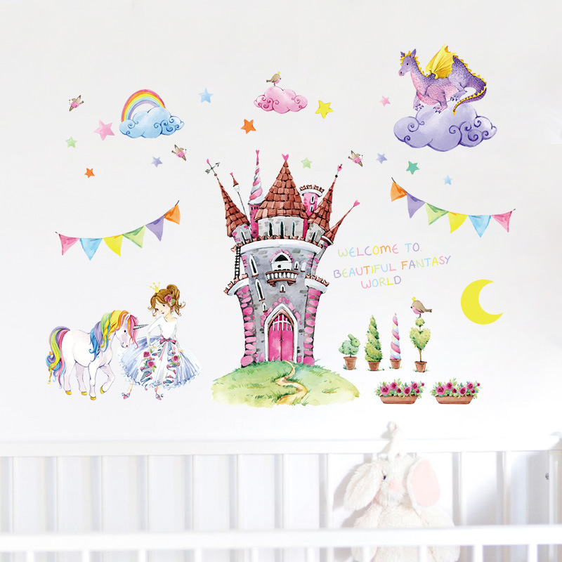 Fairy tale castle world wall sticker kids bedroom living room hallway dining room decorative vinyl sticker decal