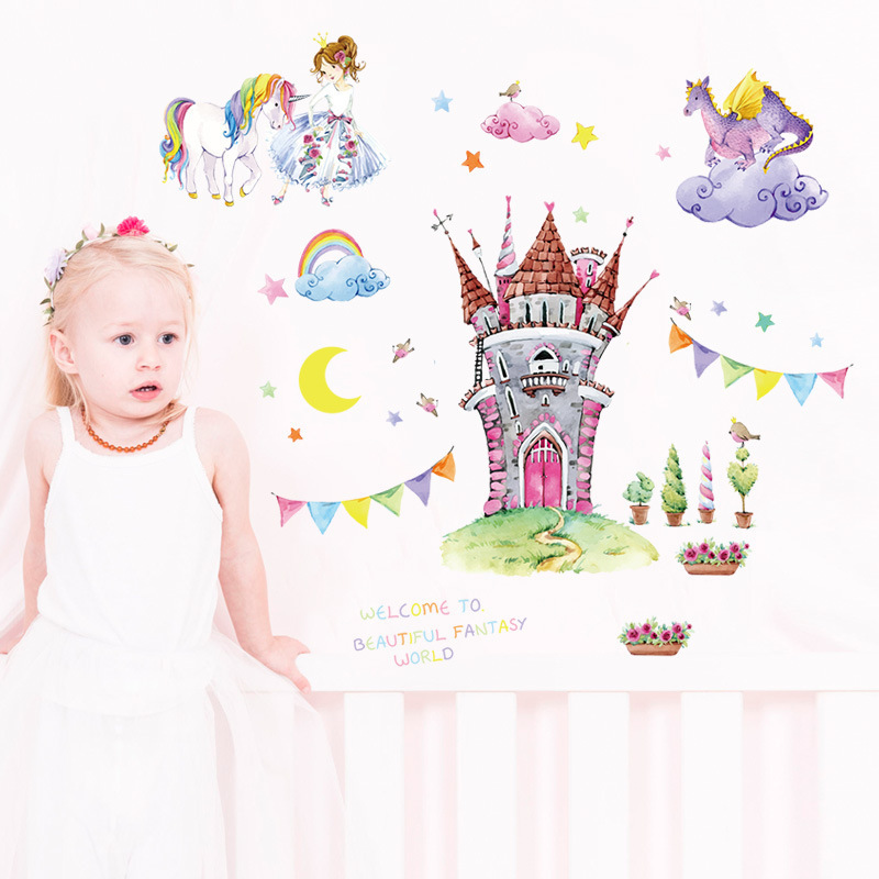 Fairy tale castle world wall sticker kids bedroom living room hallway dining room decorative vinyl sticker decal