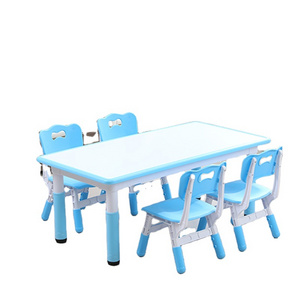 Kid height-adjustable table and paintable chair set kindergarten furniture plastic durable children's party table and chairs