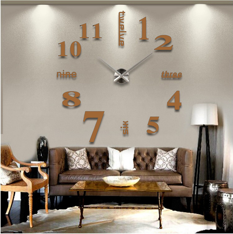 Hottest highly quality custimozed DIY clock 3D wall stickers home decor acrylic mirror quartz sticker clocks