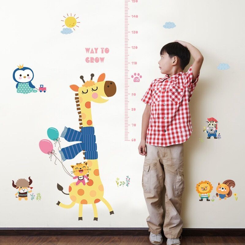 Giraffe height stickers Children's room&classroom layout decorative measure Growth Chart Wall Sticker For Kids