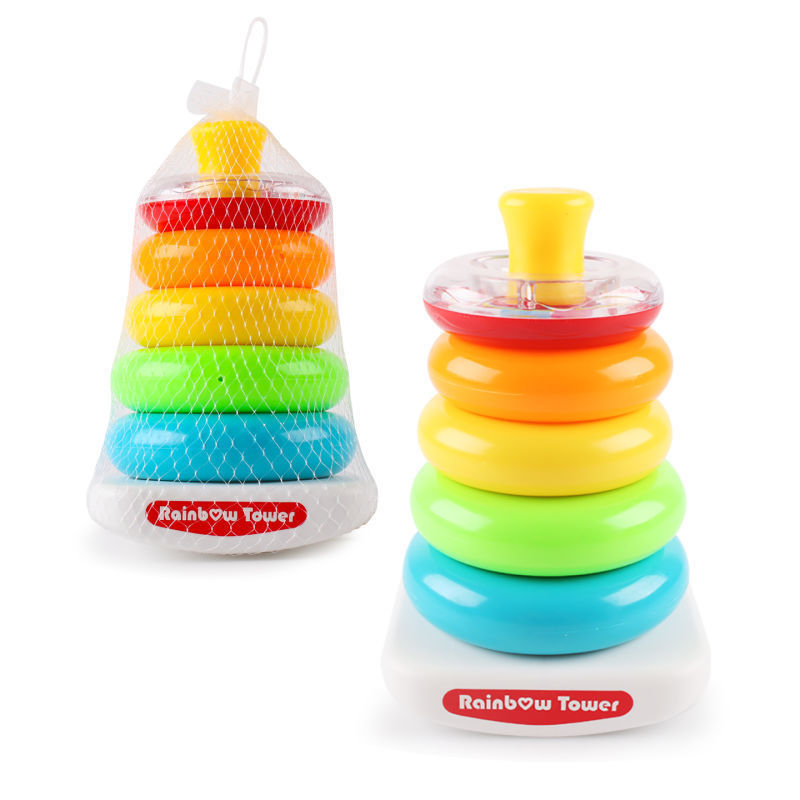 Stacking Infant 6-12 Months Early Educational Folding Ring Educational rainbow tower Toys