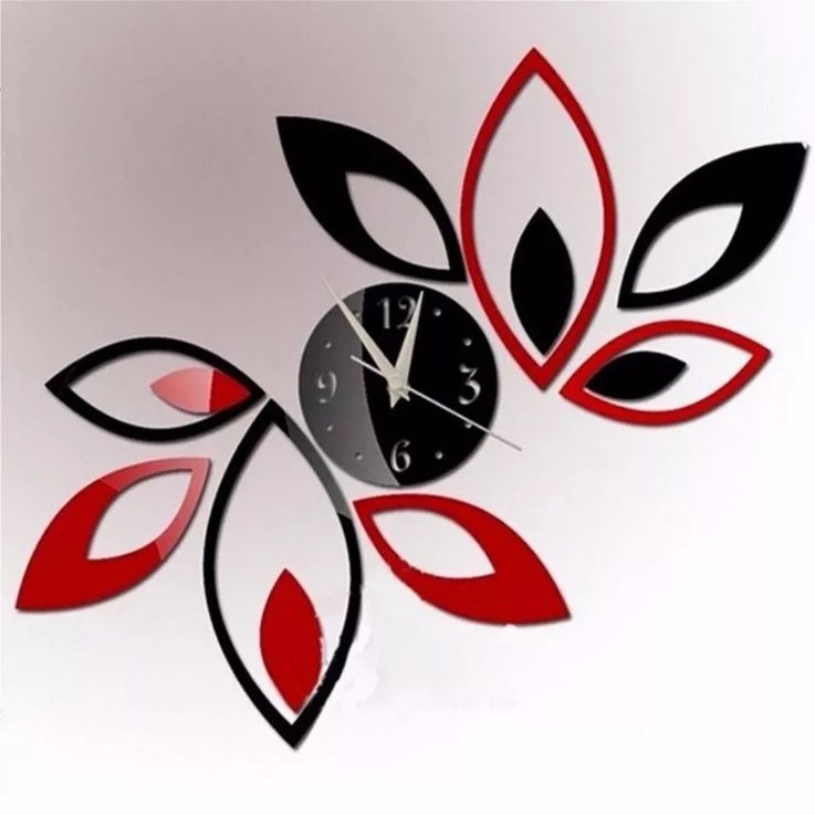 Morden Romantic Sweet Love Acrylic Mirror Wall Clock Decorative die cut sticker