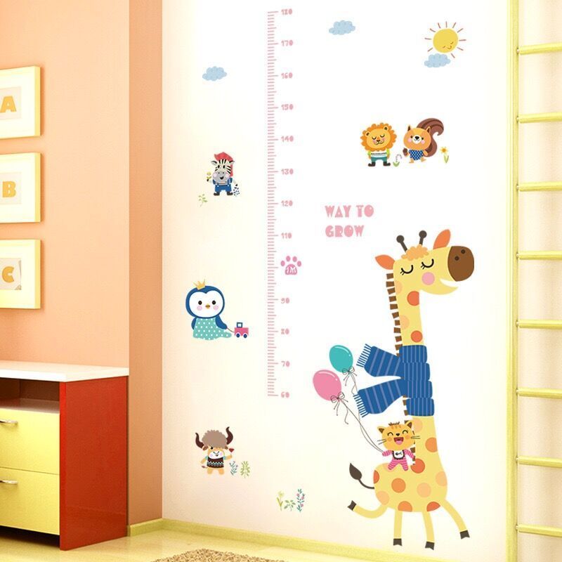 Giraffe height stickers Children's room&classroom layout decorative measure Growth Chart Wall Sticker For Kids