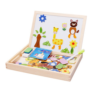 Wooden magnetic jigsaw puzzle animal double-sided drawing board children's educational puzzle