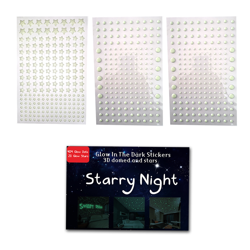 3D Glow in Dark  Stereoscopic Stars and dot Glowing Ceiling Decals for Bedroom Living Room