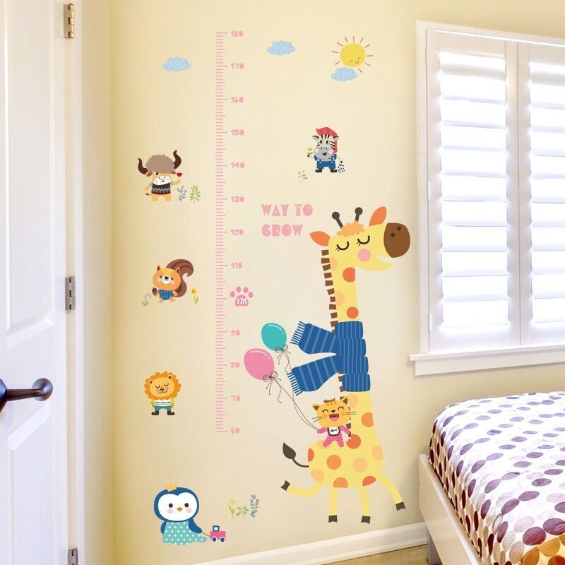 Giraffe height stickers Children's room&classroom layout decorative measure Growth Chart Wall Sticker For Kids