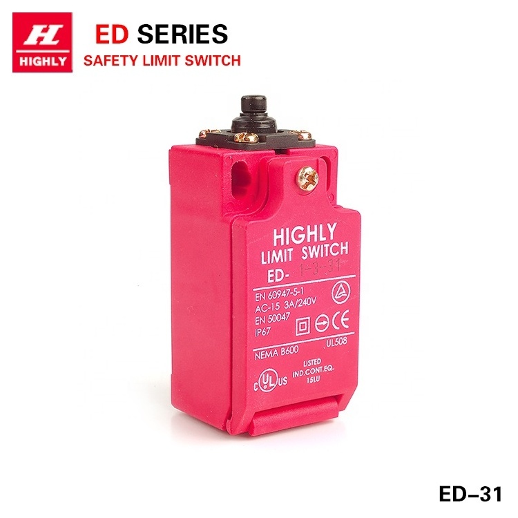 Taiwan Brand ED-1-3-31 Waterproof Push Plunger Limit Switches Highly Resilient