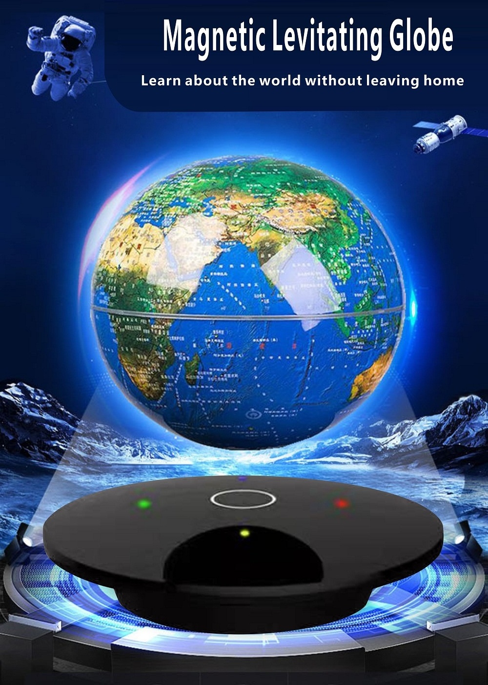 RGB Color  Magnetic Levitating Lamp  LED Earth Light  3D Planet Magnetic Lamp  Globe Light Lamp Unique  For Bedroom Kids