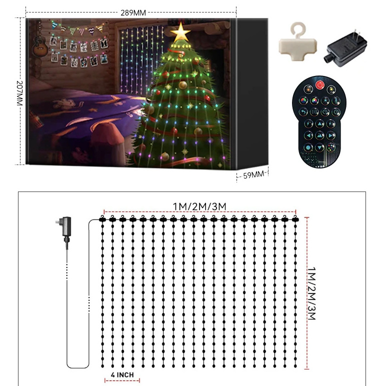 New Hot App Control Smart Rgb Pixel Curtain Lights Party Holiday Lighting Programmable Led Fairy Smart Curtain Lights