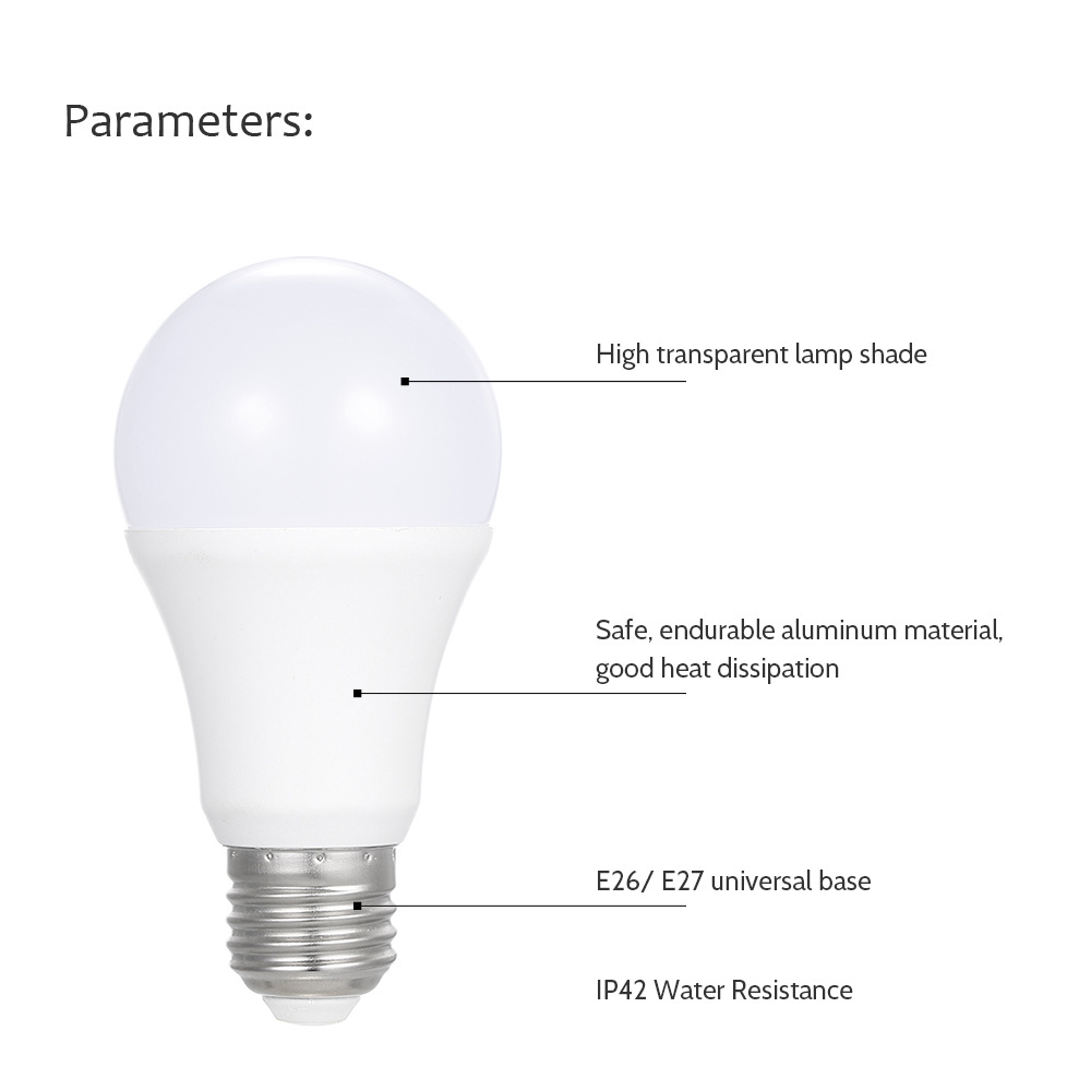 New Arrival b22 e27 base lamp LED a60 a19 plastic housing bulb