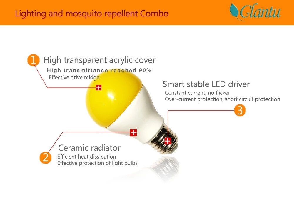 LED Mosquito Repellent Killer light Bulb No Blue Light Outdoor  Led bulb Mosquito yellow bulb